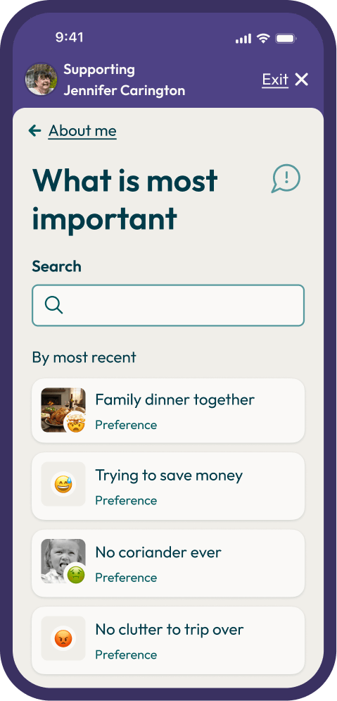 Individual preference detail view